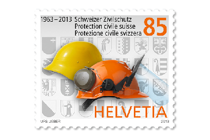 Timbre postal pour les 40 ans de la protection civile suisse